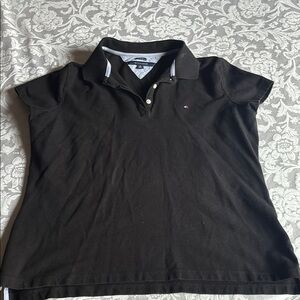 Tommy Hilfiger Black Boxy Polo Short Sleeve Top
